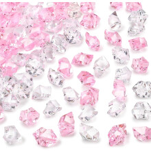 Glace artificielle, 150 pièces de faux diamants acryliques roses et transparents pour décorer un vase ou une table de fête. Pierres précieuses en