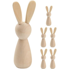 3 phíosa bábóg coinín adhmaid DIY bábóg bioráin na Cásca figiúirí coinín figiúirí ainmhithe bána nádúrtha bréagáin graifítí le