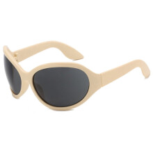 Lunettes de soleil punk Y2K de marque tendance, style ovale, pour femmes et hommes, style sport, surdimensionnées, noires, protection UV400