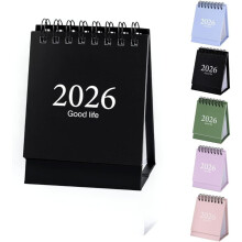 Mini-Tischkalender 2026–2027, 19 Monate, Doppelspiralbindung