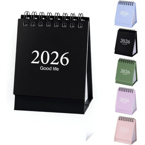 Mini-Tischkalender 2026–2027, 19 Monate, Doppelspiralbindung