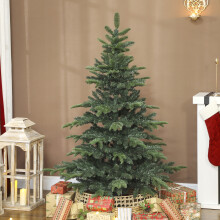 HOMCOM 5ft Christmas Tree, Hinged Xmas Tree with Realistic Branches