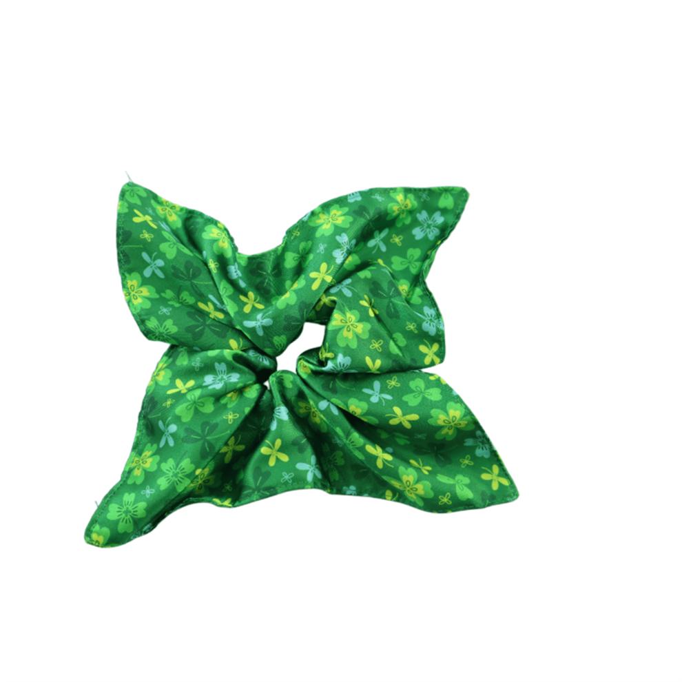 St. Patrick's Day Hair Scrunchies Green Shamrock Print