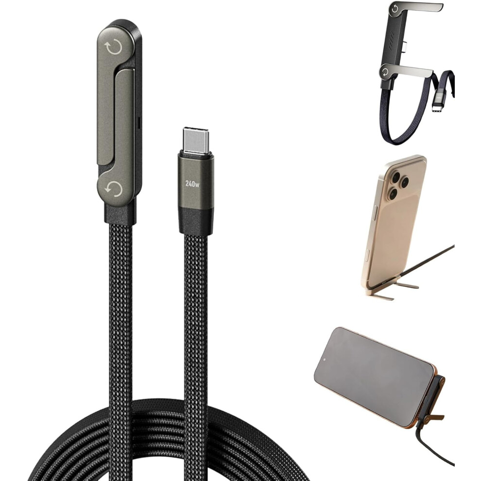 Usb-C To Usb-C Braided Fast Charge Cable 240W With Stand 962125942637