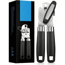 Ouvre-boîtes et ouvre-bouteilles manuel en acier inoxydable noir 3 en 1