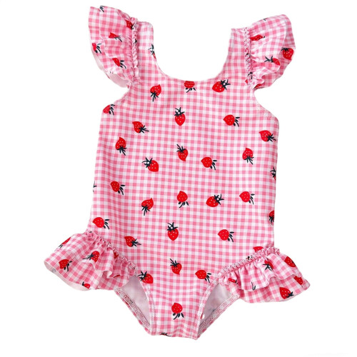 Μαγιό Tankini με φλοράλ print και βολάν για κορίτσια 4-5 ετών, ροζ – Χαριτωμένο παιδικό