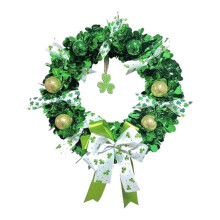 Couronne de trèfle vert pour porte d'entrée, couronne à quatre feuilles pour la Saint-Patrick, décoration extérieure