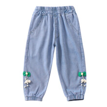 Soft Denim Jeans for Girls, Elastic Waist, Comfort Playwear – Compatible with Toddlers 6-12M, Green