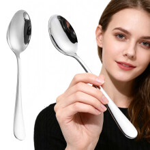 Cuillère Homng Silver Tableware 18 cm en acier inoxydable – Cuillère de table lavable au lave-vaisselle pour la maison, la cuisine et le