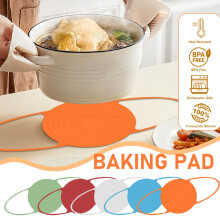 Ensemble de supports à pain au levain, tapis ovale et rond en silicone antiadhésif pour cocotte en fonte, réutilisable avec une longue poignée