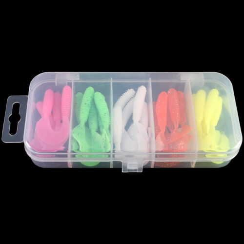 Angelköder, Jigs, verpackte Softbaits für Barsch und Flussbarsch, Gummiköder mit Spiralschwanz, Imitationsköder, Jigkopfhaken