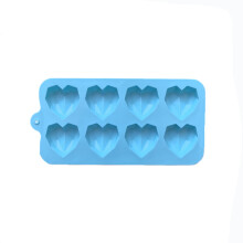 Moule en silicone 3D en forme de cœur, bleu, 8 cavités, 20,2 x 10,2 cm