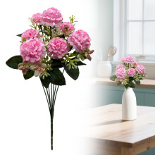 Kunstige blomster hortensia Kunstig hortensiabukett med blomsteroppsats til bryllup Hjemmedekor Borddekorasjon (37 cm/14,57 tommer) Rosa