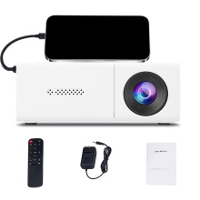 Miniproyector HD con enfoque automático y altavoces.
