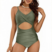 Gestreept damesbadpak met open rug en kruisbandjes, slim fit model, zeer elastisch, perfect voor een zomerse strand- of zwembadparty.