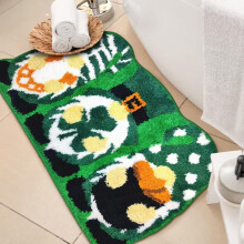 Felpudo del Día de San Patricio – Alfombra antideslizante con tréboles verdes, para interior/exterior, 48 x 58 cm, 1 unidad