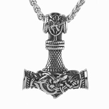Miesten viikinkityylinen Thorin vasara -amulettikaulakoru, vintage-tyylinen pohjoismainen Thorin vasara -amulettiriipus tukevalla vehnäketjulla,