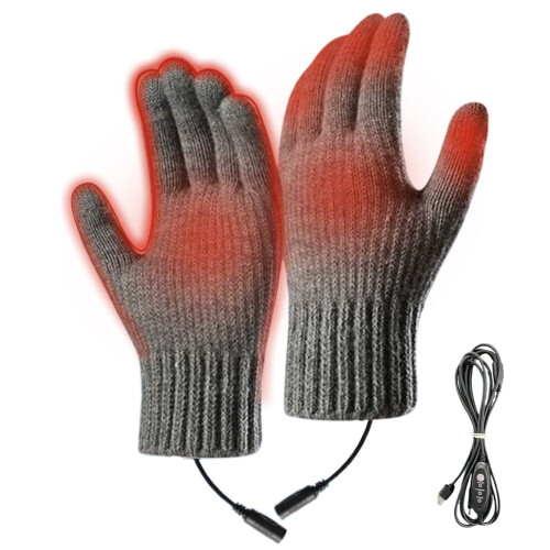 Wiederaufladbare, beheizbare Handschuhe mit 3 Temperaturstufen, USB-Anschluss