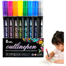Juego de bolígrafos de contorno de doble línea Xjrwac Dreamy Sparkle, contorno metálico, tinta de secado rápido para dibujar/colorear/bricolaje