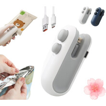 Easilyous 2-in-1 USB-C Rechargeable Bag Sealer for Freshness & Flavor – Portable Mini Chip Clip (Grey)