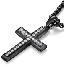 Miesten ristikaulakoru, 316L ruostumattomasta teräksestä valmistettu Jeesus-ankh-riipus, roloketjukoru