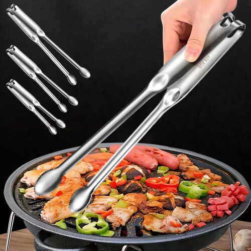 Λαβίδα BBQ από ανοξείδωτο ατσάλι με άκρες σιλικόνης, αντικολλητική και ανθεκτική