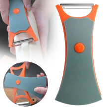 Éplucheur à légumes rotatif 2 en 1 avec double lame pivotante en acier inoxydable, poignée ergonomique et nettoyage facile – Compatible avec