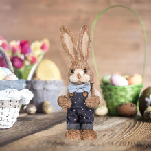 Osterhasen-Ornament aus gewebtem Gras, 32 cm, künstliche Waldhasen-Dekoration für Fotos, Tischdekoration und Kindergeschenke – passend zu Ostern