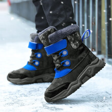 Mädchen-Kleinkindstiefel, Kinder-Schneestiefel, Winter, einfarbig, warm gefüttert, dick gepolstert, mit Absatz, Farbe: Blau, Größe: 6-7 Jahre