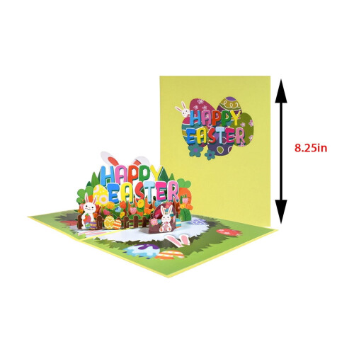 Easter Pop Up Card 3D Bunny Eggs Flowers 8.25in 2