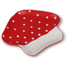 Plato para aperitivos con forma de champiñones, platos de cerámica de seguridad de 20 cm con lunares para postres y aperitivos, platos bonitos para