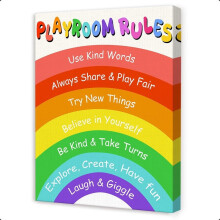 Playroom Rules Wall Decor,Inspirational Wall Art for Kids,Playroom Canvas Wall Decor for Classroom Nursery
