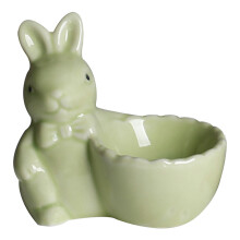 1 unidad de soporte de cerámica para huevos con forma de conejo, soporte para huevos de Pascua, decoración – 7,6 cm, decoración para la cocina y