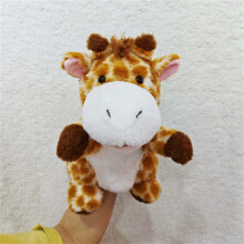 Fantoches de mão de animais com boca móvel – Fantoche de pelúcia de girafa de desenho animado para crianças e adultos, para brincadeiras de faz
