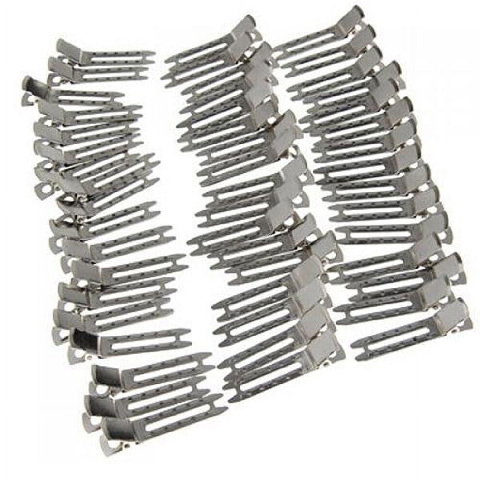 Mlins Alligator Hair Clips, Silver, 50 ct