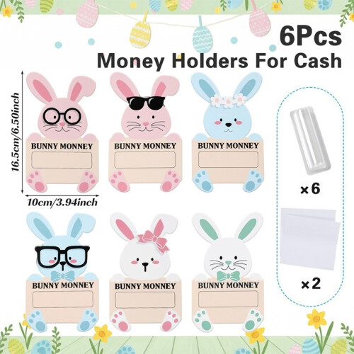 Σετ θήκης καρτών Bunny Money Cute Rabbit Design Paper Note Stand για γραφείο, γραφείο, σχολείο, τάξη, 2