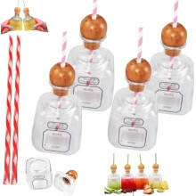 375 ml wiederverwendbare Acryl-Trinkbecher mit Strohhalm (4er-Pack)