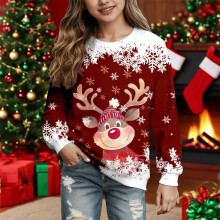 Christmas Sweater Boys Girls Knit Santa Reindeer Holiday Crewneck Xmas Sweaters for School Party Jumper