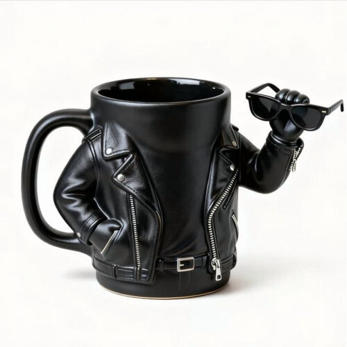 Bikerjacka Kaffemugg Dubbelväggig Rostfritt Stål 350ml 2
