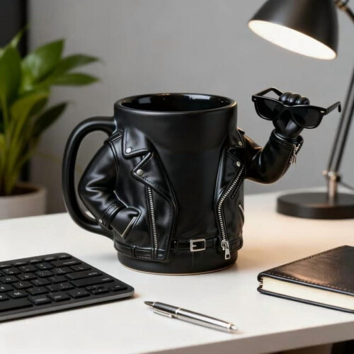Bikerjacka Kaffemugg Dubbelväggig Rostfritt Stål 350ml 1