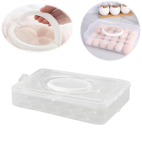 Πλαστικό κουτί αυγών 1 στρώσης με λαβές, χωρητικότητας 24 τεμαχίων, στοιβαζόμενο,
