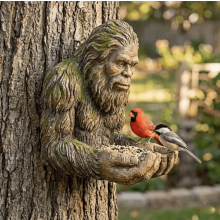 Mangeoire Ă oiseaux Sasquatch avec bol en palmier pour jardin