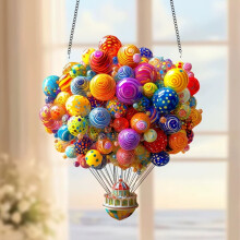 Luminária solar suspensa em formato de balão de ar quente com efeito de chama tremeluzente – Decoração para jardim, pátio e casa de campo,