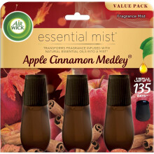 Essential Mist Refill, 3 st, kompatibel med Apple Cinnamon Medley, eteriska oljor, luftfräschare, höstdoft, höstdekor