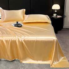 Queensize lakenset - 3-delige set van ijzijde satijnen bedlakens, geschikt voor alle seizoenen, kreukvrij, 98 x 91 inch, goudkleurig - Geschikt voor