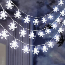 Soilse Calóg Sneachta Ceallraí 20ft40-LED, Uiscedhíonach, Laistigh/Lasmuigh, Bán Fionnuar, Comhoiriúnach le Crann Nollag & Maisiúcháin Gairdín