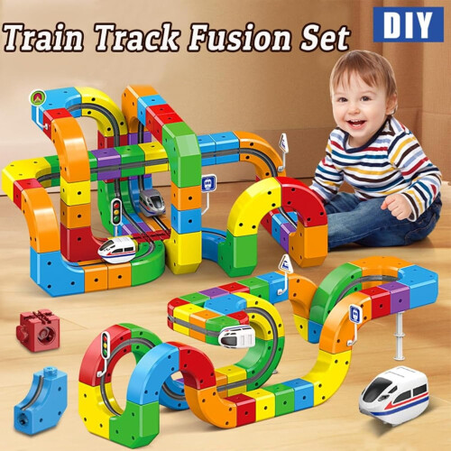 3D train set flexible rail building kit 51 pieces 1