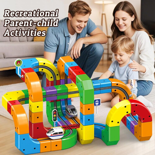 3D train set flexible rail building kit 51 pieces 2
