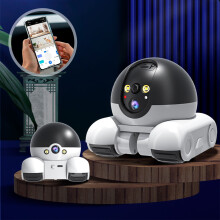1 Stück Roboterkamera auf Rädern, bewegliche Doppellinsenkamera, kleine Roboterkamera mit 8-GB-Speicherkarte