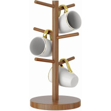 Kaffeebecherhalter aus Bambus mit 6 Haken, braun